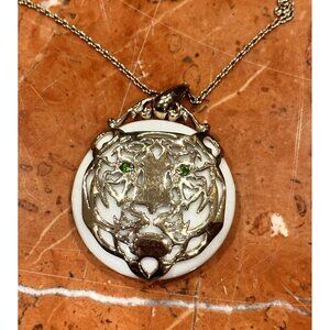 NH MICHAEL VALITUTTI STERLING SILVER .925 LION TIGER PENDANT NECKLACE EUC